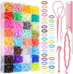2000 Piezas Gomitas para el Pelo, Gomas de Pelo Gomas Pelo Niña Pequeñas Gomas Pelo Colores Accesorios Pelo Mujer con 5 Ayudas para Trenzar y 1 Caja de Almacenamiento (32 Colores)