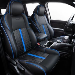Carlimeki Leather Seat Covers Custom Fit for Tacoma 4th Gen 2024 2025 Double Cab, for SR, SR5, TRD PreRunner, TRD Sport, TRD Off-Road, Limited, Trailhunter - Armrest Covers Included - Fully Covered