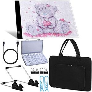 A4 LED Light Pad for Diamond Paint Kits, Super Bright USB Powered Light Board Kit with Detachable Stand, and Black Pad Clip (Pad and Bag)