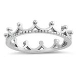 Oxidized Crown Tiara Royal Queen Ring New .925 Sterling Silver Band Size 5