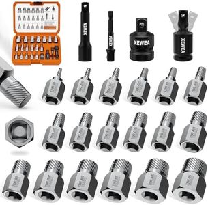 XEWEA 22PCS 3/8" Drive Screw Extractor Set, Multi-Spline Easy Out Bolt Remover Kit for Stripped Broken Bolts, Nuts & Screws, Heavy-Duty CR-MO Extraction Tools with Extension & Adapter Accessories
