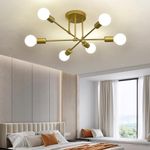 Hudi Fyier Modern Chandelier Light Fixtures, 6 Lights Modern Semi Flush Mount Ceiling Light, Pendant Lighting for Living Room Bedroom Dining Room Kitchen Office