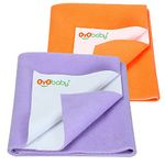 OYO BABY Waterproof Baby Bed Protector Dry Sheets for New Born Babies | Reusable Mats | Cot & Bassinet Gift Pack (Peach + Voilet),Small (70cm x 50cm)