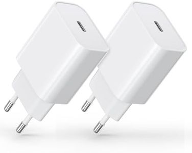 30W Cargador USB C, 2-Pack Tipo C Enchufe, PD3.0 Cargador Carga Rapida, Cabezal Adaptador Corriente Charger USB-C para i-Phone, iPad, Samsung, Fuentes de alimentación para teléfonos móviles