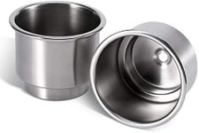 2pcs Stainless Steel Cup Drink Holder with Drain for Marine Boat RV Camper Pontoon, Silver