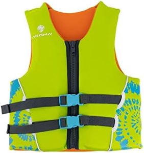 AKONA Youth Neoprene Life Jacket for Boys, US Coast Guard Approved, Rated for Children Weighing 50-90 Pounds