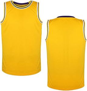 MESOSPERO Blank Basketball Jersey Men's Mesh Athletic Sports Shirts Black Yellow White S-3XL (Yellow, X-Large)