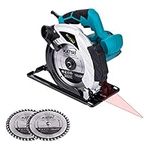 KATSU Circular Saw 185mm 7 Inch 1600W Electric Saw with Laser Guide and 2 Blades 24T/40T, for Woodworking Wood Soft Metal and Plastic Cutting 100793