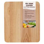 TonGass 15"x13"x3/4" RV Sink Cover with Adjustable Rubber Feet - Camping Cutting Board - Solid Oak with Food-Safe Oil Finish - Dual Purpose Sink Cover Cutting Board Add Counter Space in RV Kitchen