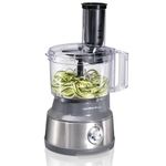 Hamilton Beach Spiralizing Food Processor & Vegetable Chopper for Slicing, Shredding, Mincing, Puree & Zoodles, 450 Watts, 10 Cup Bowl, Grey and Stainless Steel, 70735
