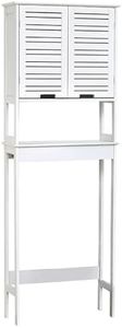 EVIDECO French Home Goods Over The Toilet Storage Cabinet with Dual Doors and Open Shelf, Space-Saving Bathroom Storage Cabinet for Toiletries, White Finish - Miami Collection