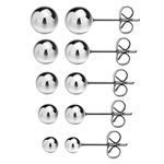 JewelrieShop Ball Earrings 316L Surgical Steel Earrings Round Ball Stud Earrings Set for Women, Large, Stainless Steel Alloy Steel