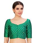 Studio Shringaar Women's Polyester Elbow Length Banarasi Saree Elbow Length Sleeves Blouse(Green, 38)