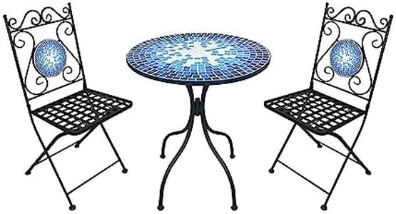 Set Bistrot Tavolino con 2 Sedie con Mosaico in Ceramica per Esterno Terrazzo Giardino Pieghevoli Patio Casa,Bar,Ristoranti,Mobili Giardino