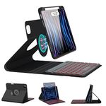 BOBOLEE Keyboard Case for iPad Air 11 inch M2 2024, Pro 11 inch 1st 2nd 3rd 4th Gen. & Air 5th 4th 10.9" (Not for 10th iPad), Wireless Detachable BT Backlit 7 Colors, 360 Rotatable Slim Cover, Black