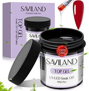 SAVILAND 100G Gel Top Coat - 3.5OZ Large Capacity No Wipe Top Gel Coat Clear Gel Nail Polish Soak Off U V LED Gel for Starters Professionals Home DIY Nail Salon Manicure