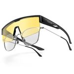 Lamicall Polarized Night Vision Glasses for Wen Women - Anti Glare Driving Glasses with Yellow Lens for Rain, Snow, Fog & Night Use, UV400 Protection, Mom Gift