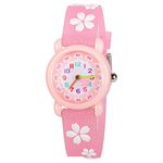 Venhoo Kids Watches Cartoon Waterproof Silicone Children Wristwatches Time Teacher Gifts for Boys Girls (Pink Sakura)