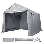 VEVOR Portable Outdoor Storage Shelter Shed, 8 x 14 x 7.6 ft Heavy Duty All-Season Instant Storage Tent Garage Sheds with Roll-up Zipper Door and Ventilated Windows for Motorcycle, Bike, Garden Tools