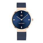 Tommy Hilfiger Analogue Quartz Watch for Women with Blue Stainless Steel mesh Bracelet - 1782219