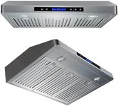 ROXON 860 CFM 30-Inch Under Cabinet Range Hood with Dual Centrifugal Blower Motors, 4-Speed Digital Touch Control, Stainless Steel Kitchen Exhaust Fan, LED Lighting & Dishwasher-Safe Filters