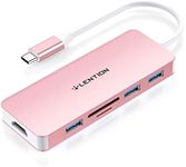 LENTION USB C Hub with 4K HDMI, 3 USB 3.0, SD/Micro SD Card Reader Compatible 2023-2016 MacBook Pro, New Mac Air/Surface, Stable Driver Certified Multi-Port Adapter (CB-C18, Rose Gold)