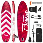 JOYEUX Extra Wide Paddle Board, 11'x34''x6'' Inflatable Paddle Board with All Durable SUP Accessoires, Anti-Slip Deck, Adjustable Paddle, 450lb Bearing, Shoulder Strap for Adults & Youth (Red)