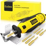 EzzDoo Electric Chainsaw Sharpener Kit with Titanium-Coated Diamond Bits - High-Speed Chain Saw Sharpener Tool and 6 High Hardness Sharpening Wheels for All Chainsaw Chains.