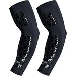 COOLOMG Football Arm Sleeves with Grips Sun Protection Cooling Sleeves for Adult Youth Kids One Pair Black XL