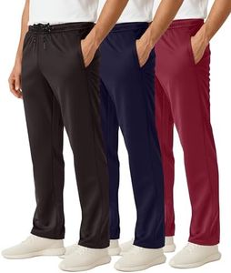 Real Essentials Big & Tall King Size Mens Men's Mesh Athletic Active Gym Workout Open Bottom Sweatpants Pockets Sports Training Track Running Casual Lounge Quick Dry Pants - Set 1, 4X Tall,Pack of 3
