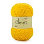 Ganga Acrowools Acrylic Desire Hand Knitting And Crochet Yarn. Pack Of 1 Ball - 100Gms. Shade No - Dsr012, Yellow