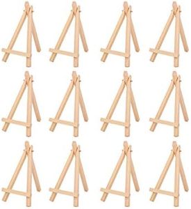 [Mini 6 Inch] Wood Easel 12 Pieces Desk Display Easel Stand for Paintings Cards Photos