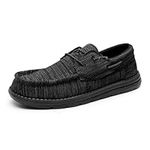 Bruno Marc Men’s Slip-on Canvas Loafers Casual Boat Shoes, Carbon Black, 15