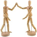 US Art Supply Wood 12 Artist Drawing Manikin Articulated Mannequin with Base and Flexible Body - Perfect For Drawing the Human Figure (12 Pair - Male & Female) by US Art Supply