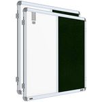 Pragati Systems® Prima Combination Board (Magnetic Whiteboard with Green Pin-up Board) for Home, Office & School with Heavy-Duty Aluminium Frame | 2x3 Feet (Pack of 2)