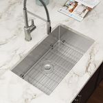 Couoko 32 Inch Undermount Kitchen Sink 16 Gauge Stainless Steel Single Bowl Under Counter Large Deep Sinks Basin 32"X19"X9"