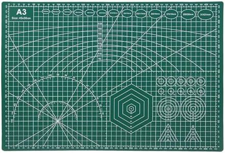 EKIND Self Healing Cutting Mat, Double Sided Engraving Board, Durable Non-Slip 3mm Thick Professional Gridded Rotary Mat Compatible for Quilting, Scrapbooks, Arts Crafts 12"x18"(A3, Green)