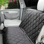 4Knines Dog Seat Cover with Hammock for Fold Down Rear Bench Seat 60/40 Split and Middle Seat Belt Capable - Heavy Duty - Black Regular - for Cars, SUVs, and Small Trucks - USA Based Company