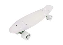 Vinsani Retro Cruiser Plastic Skateboard 22" X 6" Clear Deck with White Solid Coloured Wheels