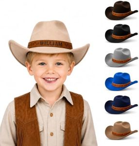 Custom Toddler Boys Cowboy Hat, Leather Hatband Cowboy Hat for Kids Brown