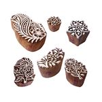 Clay Print Stamps Decorative Floral Pattern Wood Blocks (Set of 6)