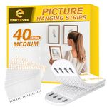 EMITEVER Picture Hanging Strips Heavy Duty, Damage Free Hanging Picture Hangers Kit, Hooks Without Nails, Medium Wall Adhesive Poster Sticky White 20-Pairs (40 Strips)