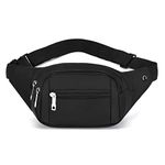 DAITET Crossbody Fanny Pack for Men&Women,Large Waist Bag & Hip Bum Bag with Adjustable Strap for Outdoors Workout Traveling Casual Running Hiking Cycling(Black)