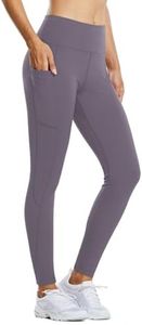 BALEAF Women's Fleece Lined Leggings Water Resistant Thermal Winter Warm Tights High Waisted with Pockets Running Gear Purple II 3XL