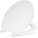 Bemis Ashland Modern Wood Toilet Seat with Decorative Edge, Slow Close, Secure Hinges, Round, White