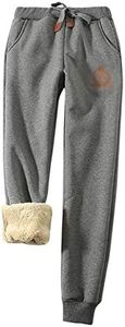 Flygo Women's Winter Warm Sherpa Lined Athletic Sweatpants Jogger Fleece Pants (X-Large, Grey)