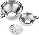 Delove Canning Funnel with Strainer for Wide and Regular Mason Jars - Wide-Mouth Funnels for Kitchen Use - Canning Supplies Kit - Stainless Steel - 3 Pack (Small and Large), (Wide Funnel Set)