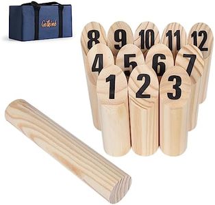 GOTHINK Wooden Numbered Block Toss Game Set, Classic Outdoor Fun for Family & Friends, Includes 12 Numbered Blocks, Throwing Dowel & Carry Bag