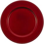 Charge It By Danny Beaded Charger Plates (12 PACK) Red Christmas Charger Plates Polypropylene Charger Plates, Round Shape, Christmas Charger Plates Set of 12 Red Plate Chargers Set of 12 (RED BEADED)