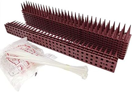 12 Pack Bird Spikes - 17 x 1.57 x 1.38 Inch Plastic Bird Deterrent Spikes - Bird Deterrent Spikes Keep Pigeon, Squirrel, Raccoon, Cats, Crow Away - Anti-Bird Spikes Fence for Railing and Roof (Brown)